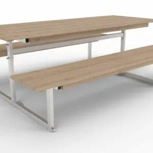 Parkbænk m/stålstel og kalmarbrædder 21 mm