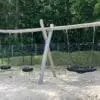 Dobbelt gyngestativ med 1 fugleredekurv 2 dækgynge - Image 2