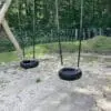 Dobbelt gyngestativ med 1 fugleredekurv 2 dækgynge - Image 3