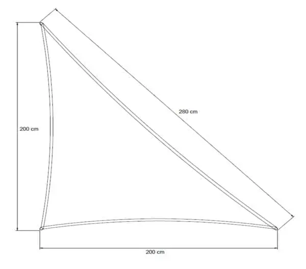 Pe retvinklet sejl 2x2x2,8 m - offwhite inkl.beslag