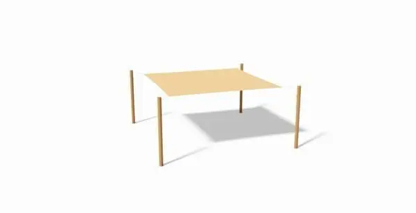 Pe kvadratisk solsejl 4x4 m offwhite m.beslag