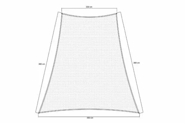 Hdpe trapez sejl 3,6x3,6x3,6x2 m camel inkl. beslag