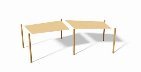 Hdpe retvinklede solsejl med spid 3x3x4x4 m - camel m.beslag