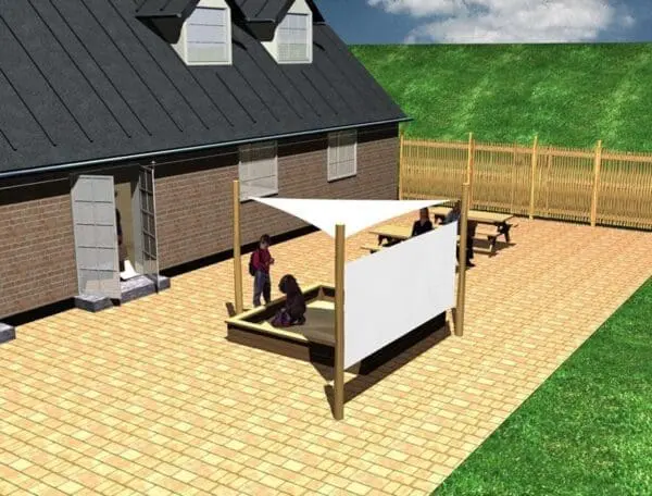Solsejl syst. 1 stk 3x3x3 m. + 3 stolper på 3 m. - Billede 2