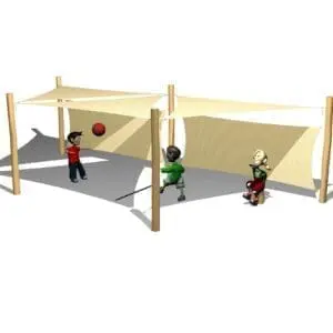 Solsejl syst. 3 stk. 3x3x3 m. + 5 stolper