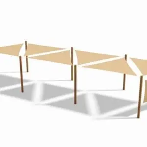 Solsejl syst. 6 stk. 3x3x3 m. + 8 stolper + 1 sidesejl