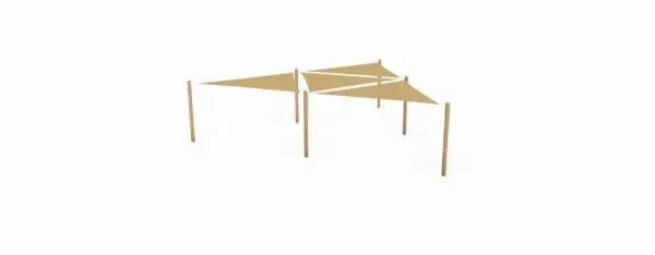 Solsejl syst. 4 stk. 4x4x4 m. pe + 6 stolper.