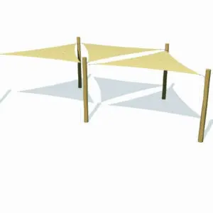 System med 3 stk hdpe trekante sejl + 5 stolper