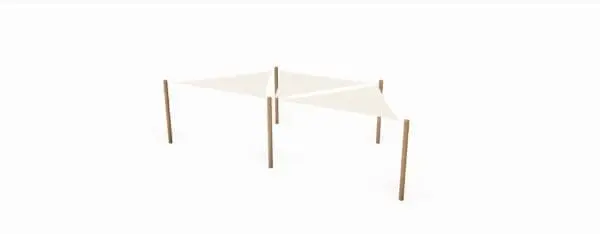 Solsejlsyst. 3 stk. 3,6x3,6x3,6 m. pe- solsejl. - Billede 2