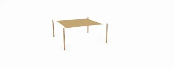Solsejl syst 1 stk 4,2x4,2m hdpe + 4 stolper