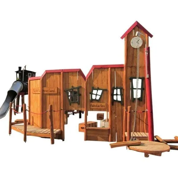 Togstation med klokketårn