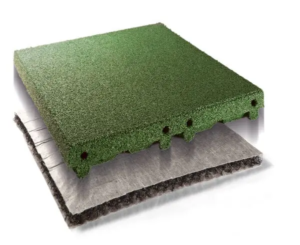 Gummiflise Grøn Faldhøjde 3m 50x50x6,5+2,2cm - Pris M2