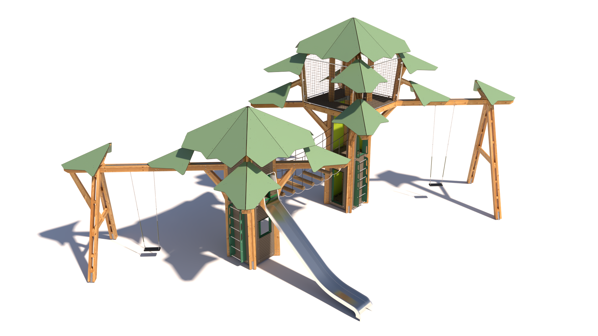 Playtree Forest ML med rutsjebane, rebbro og gynge