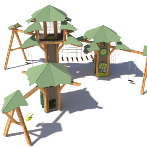 Playtree Forest SML med rutsjebane, rebbro og gynge