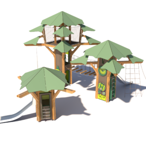 Playtree Forest SML med rutsjebane, rebbro og gynge